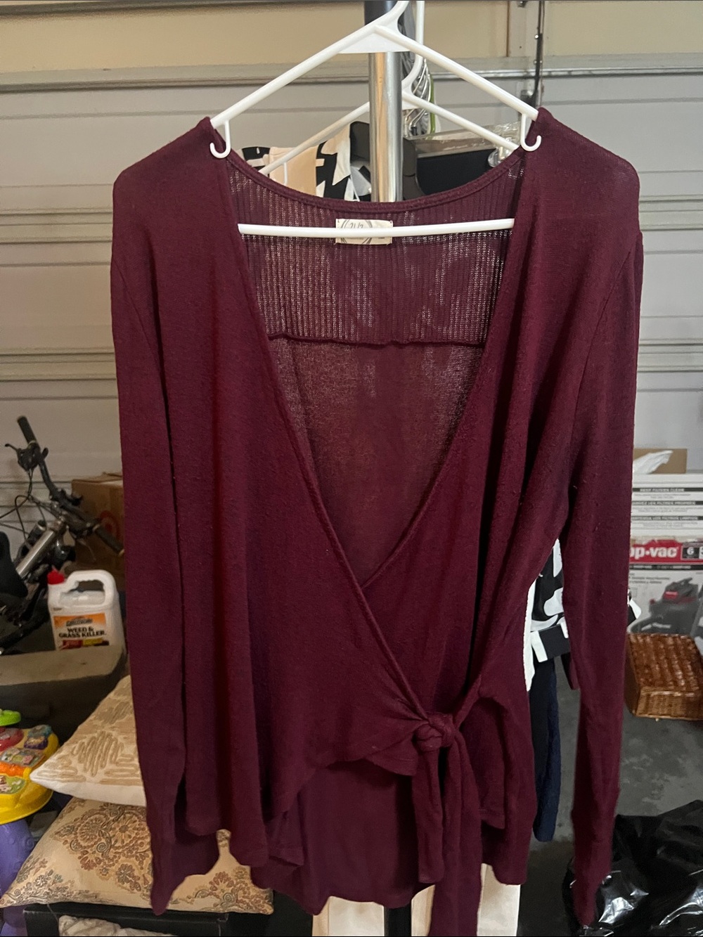 Maurices Burgundy Wrap Cardigan with Front Tie